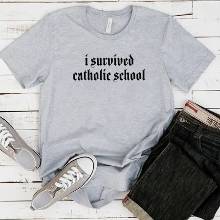 I Survived Catholic School T Shirt, Catholic School Survivor T Shirt. School idea T Shirt, Funny School T Shirt, Religion T Shirt, Nouveau T Shirt, Gift T Shirt, Vintage Shirt, Unisex Shirt, Custom T Shirt, Survivor Shirt, Back To School Shirt.