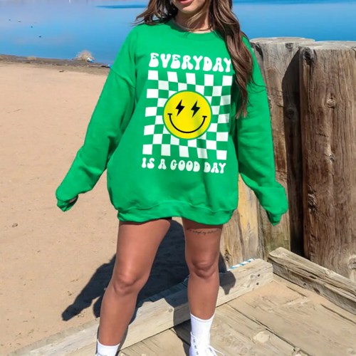 Everyday Is A Good Day Sweatshirt Green Everyday Is A Good Day Sweatshirt, Smile Face Overdyed Sweatshirt, Preppy Smiley Face Sweatshirt, Pink Smile Sweatshirt, Cute Smile Shirt, Happy Face Sweatshirt, Happiness Sweatshirt, Girls Preppy Shirts, Trendy Smiley Face Shirt, Preppy Clothes Smiley Face, Pink Smiley Face Shirt, Keep Smiling Shirt, Be Happy Shirt.