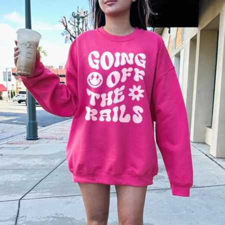 Going Off The Rails Sweatshirt, Crazy Train Sweatshirt, Smile Shirt, Going Off The Rails On A Crazy Train Sweatshirt, Retro Sweatshirt, Women Crewneck Sweatshirt, Saying Sweatshirt, Funny Meme Sweatshirt.