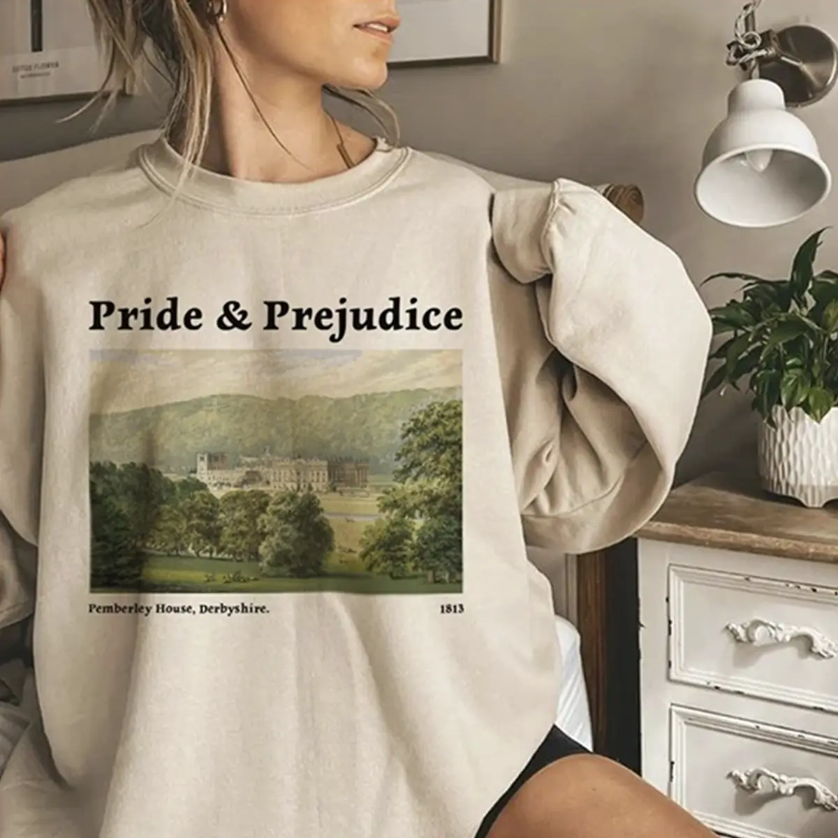 Pride and Prejudice Sweatshirt, Pemberley Derbyshire Sweatshirt, Literary Crewneck Sweatshirt, Jane Austen Sweatshirt, Bookworm Sweatshirt, Book Lover Gifts For Women, Pemberley Pride And Prejudice Jane Austen Sweatshirt, Bookish Gift Book, Elizabeth Bennet Mr. Darcy Pemberley Sweatshirt, Bookworm Sweatshirt.