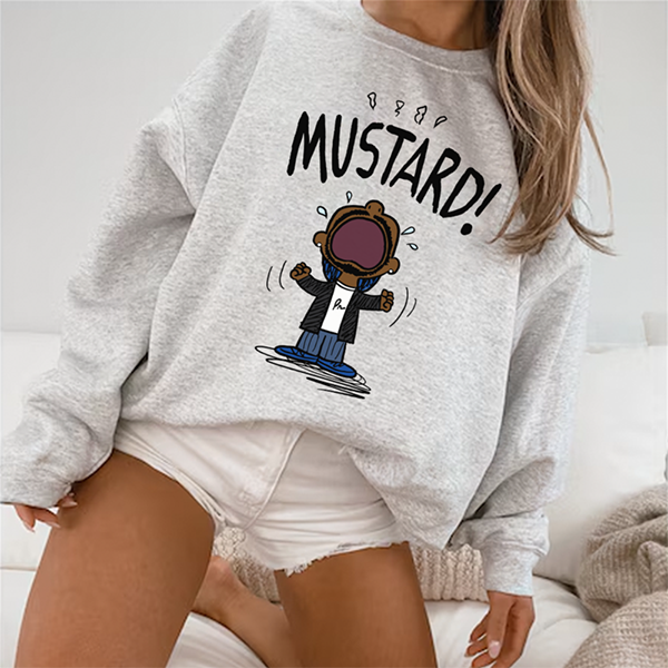 Mustard Meme Unisex Sweatshirt, Kendrick Lamar Mustard Sweatshirt, Super Bowl 2025 Halftime Team Sweatshirt, GNX Album Fan Art Crewneck Sweatshirt, Hip Hop Sweatshirt, They Not Like Us Sweatshirt, Super Bowl LIX Halftime Show Sweatshirt.