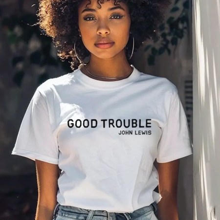 John Lewis Good Trouble T Shirt In White Color