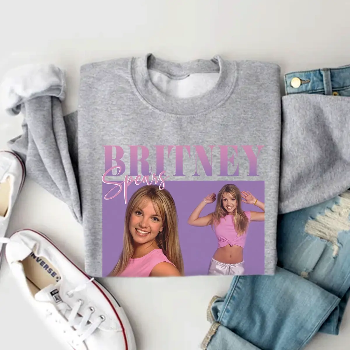 Britney Spears Vintage Sweatshirt In Athletic Heather Color