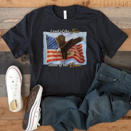 Land Of The Free Home Of The Brave T Shirt in Black Color 3