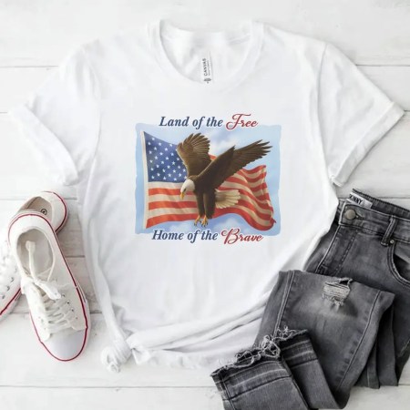 Land Of The Free Home Of The Brave T Shirt in White Color 4