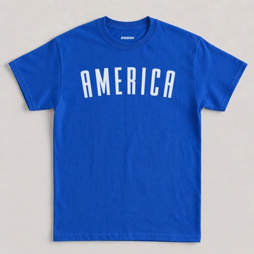 America Graphic T-Shirt, Patriotic USA Pride 4th of July Tee in Royal Blue Color