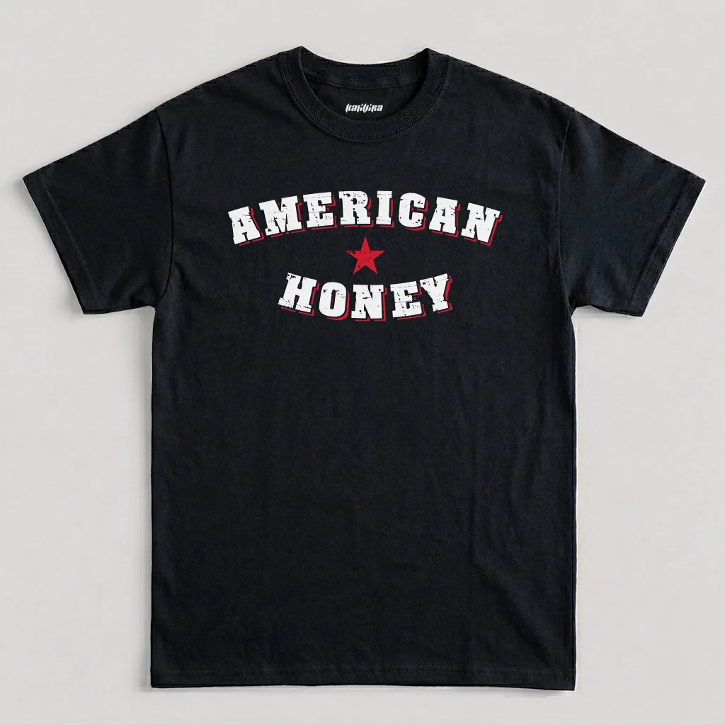 American Honey T-Shirt, Vintage Patriotic Country Music Graphic Tee in Black Color