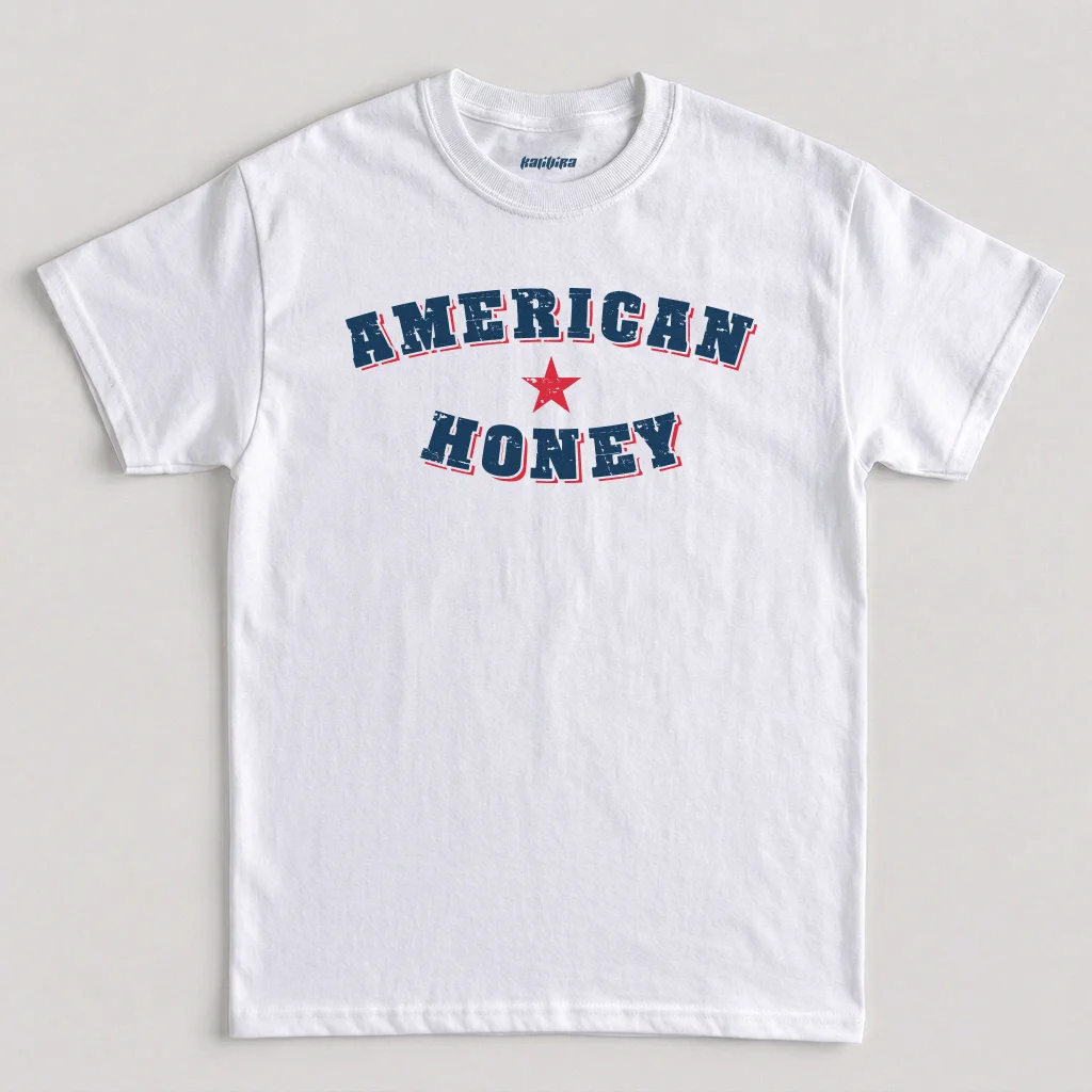 American Honey T-Shirt, Vintage Patriotic Country Music Graphic Tee in White Color