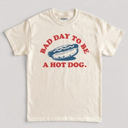 Bad Day to Be a Hot Dog T-Shirt, Funny 4th of July BBQ Grilling Graphic Tee In Natural Color