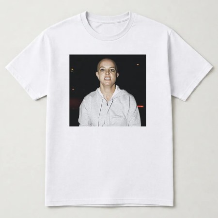 Bald Britney Spears T Shirt, Britney Spears Shaved Head Shirt, Britney Spears Punk's Not Dead T Shirt White