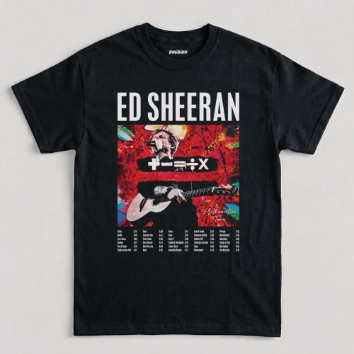 Black Ed Sheeran Mathematics Tour Graphic T-Shirt