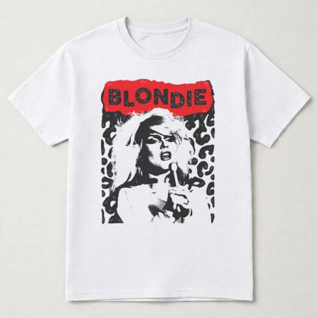 Blondie Leopard T Shirt, Debbie Harry Atomic Blondie White T Shirt