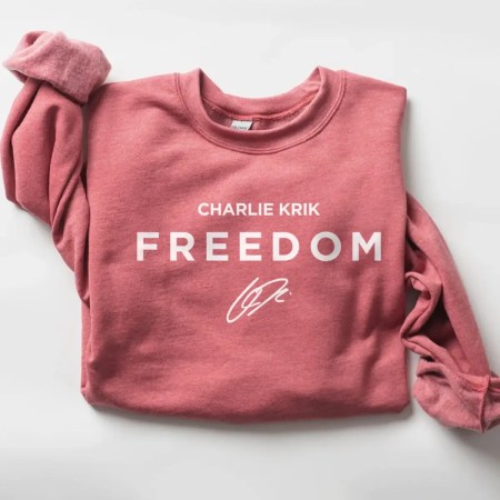 Charlie Kirk Freedom Unisex Sweatshirt In Heather Scarlet Red