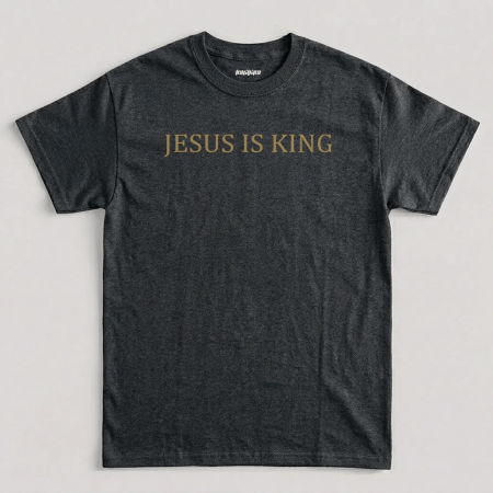 Dark Heather Christian Jesus Is King T-Shirt