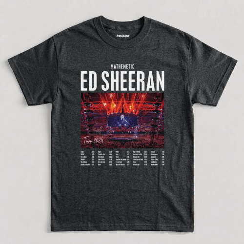 Dark Heather Ed Sheeran Mathematics Concert Tour Graphic T-Shirt