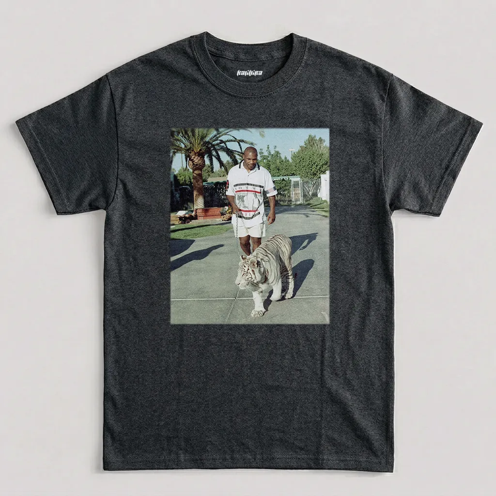 Dark Heather Mike Tyson T-Shirt, Mike Tyson with tiger T Shirt, Iron Mike T-Shirt