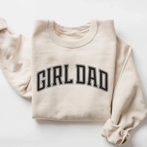 Girl Dad Crewneck Sweatshirt In Sand Girl Dad Crewneck Sweatshirt | Comfy & Soft Father's Day Gift