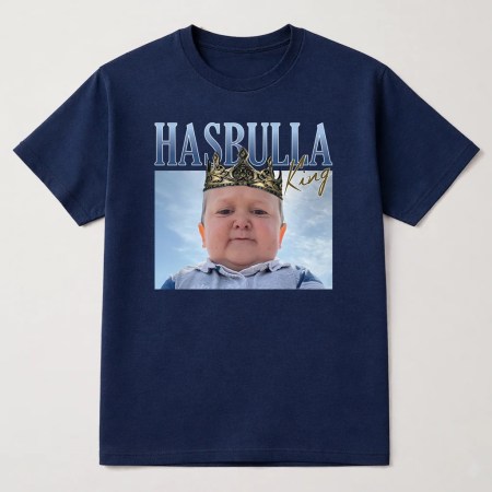 Hasbulla T Shirt, King Hasbulla With Crown T Shirt, Funny Shirt Navy