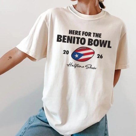 Here for the Benito Bowl T-Shirt, Bad Bunny Super bowl 2026 Halftime Show Tee Ivory