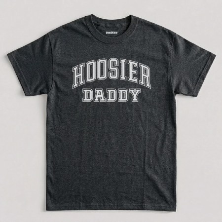Hoosier Daddy Funny Indiana Graphic T-Shirt in Dark Heather Color
