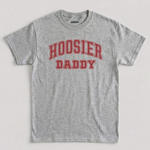 Hoosier Daddy Funny Indiana Graphic T-Shirt in Sport Grey Color Hoosier Daddy Funny Indiana Graphic T-Shirt in Sport Grey Color