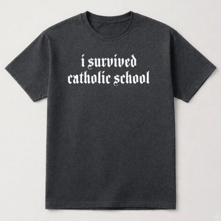 I Survived Catholic School T Shirt, Funny Catholic School Survivor T Shirt Dark Heather