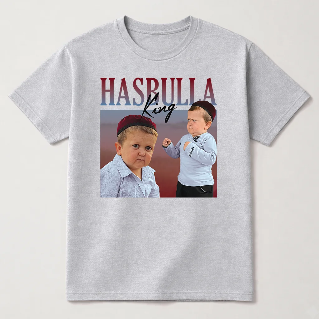 King Hasbulla Shirt, King Hasbulla With Crown T Shirt, Funny Tee Sport Grey