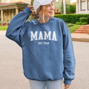 Mama EST. Year Personalized Sweatshirt – Custom Mom Crewneck Gift