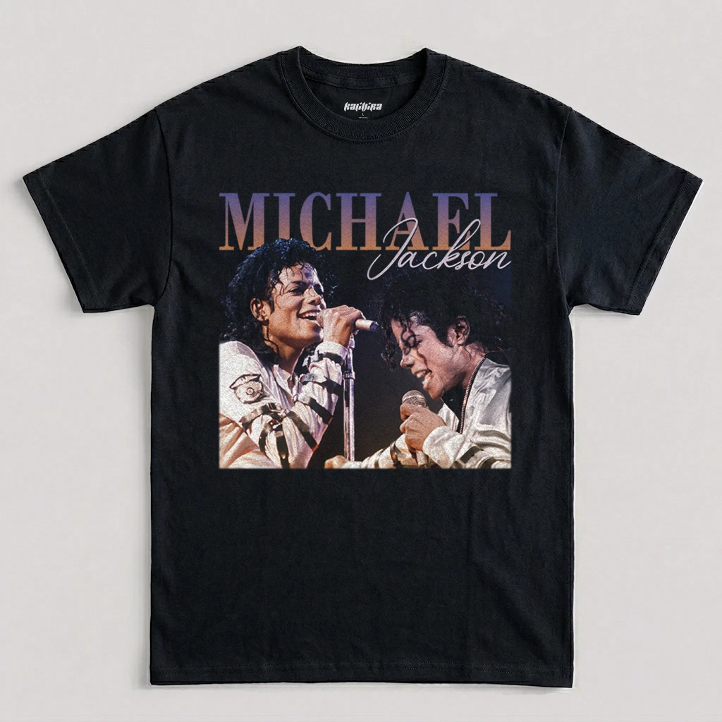 Michael Jackson vintage graphic t-shirt featuring Bad era concert photography on black cotton graphic tee