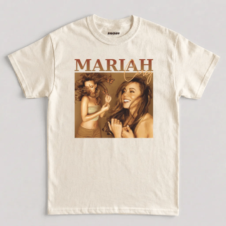 Natural Mariah Carey Butterfly 90's Retro Graphic T-Shirt
