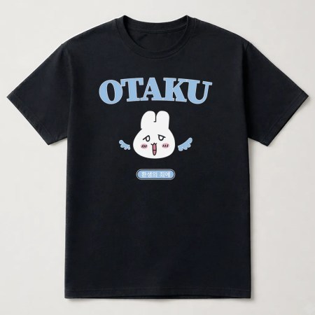 Otaku T-Shirt, Cute Rabbit Graphic Tee Black