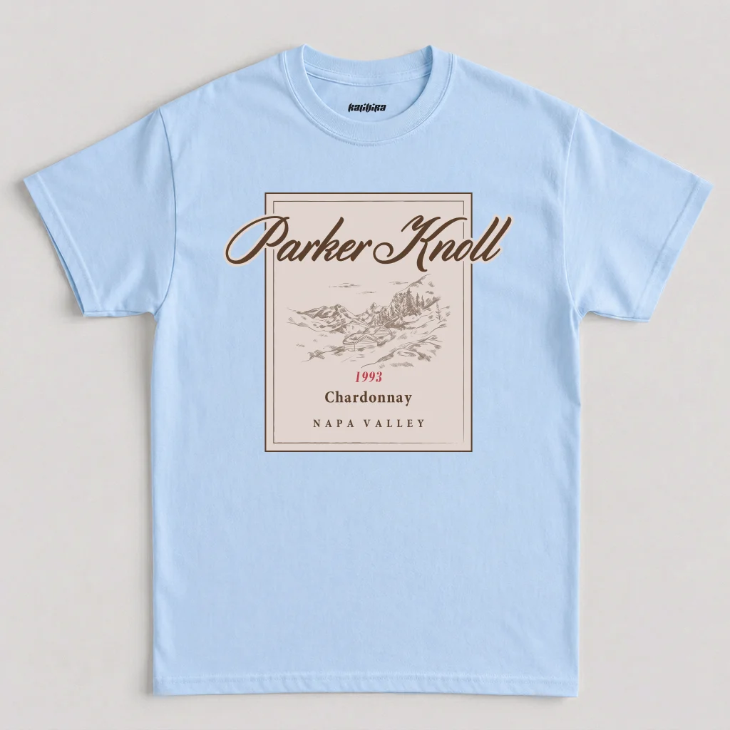 Parent Trap Parker Knoll t shirt featuring the vintage Napa Valley wine label graphic artwork