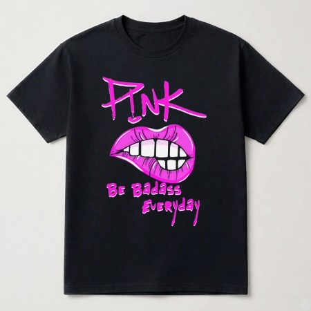 Pink Be Badass Everyday Graphic T-Shirt Black