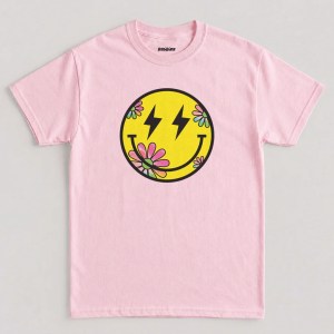 Retro Floral Smiley Face Graphic T-Shirt