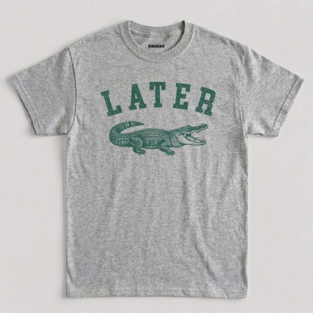 Retro Later Alligator Funny Graphic T-Shirt in Sport Grey