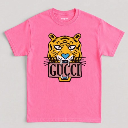 Safety Pink Gucci Tiger Vintage Graphic T-Shirt