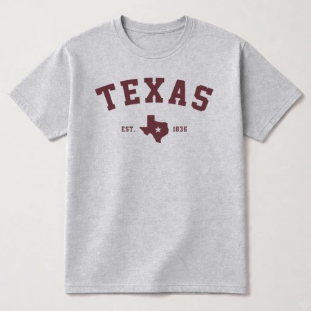 Texas T Shirt, Texas Map T Shirt, Texas 1836 Graphic Tee Sport Grey