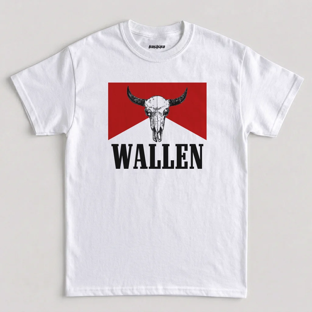 Wallen Bull Skull Graphic T-Shirt – Vintage Western Country Music Parody Fan Tee