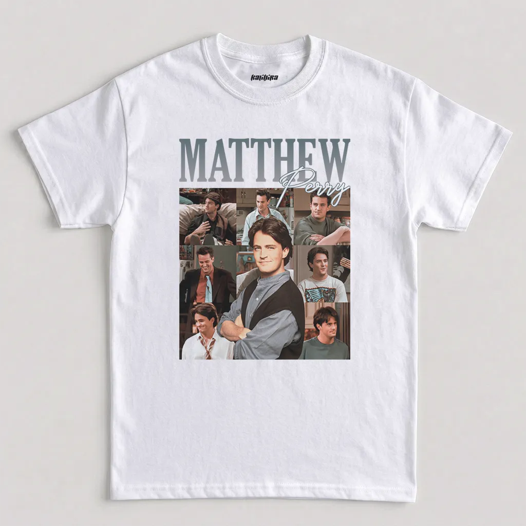 White Matthew Berry Chandler Bing Vintage Graphic T-Shirt