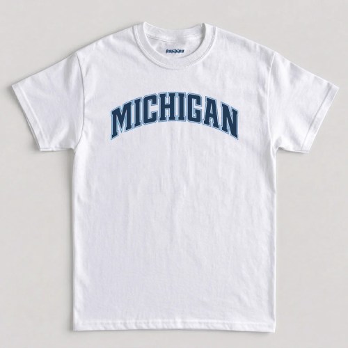 White Michigan Graphic T-Shirt, Retro Collegiate Michigan Pride Tee