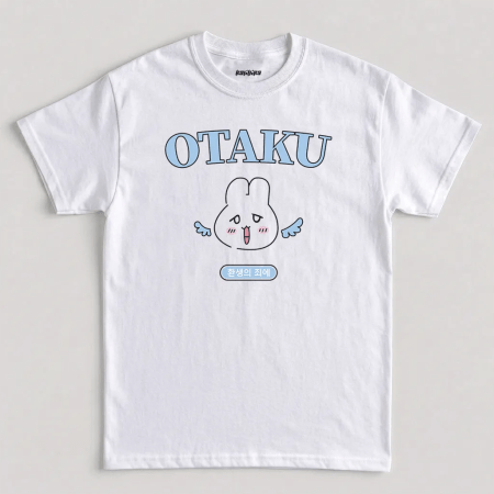 White Otaku Rabbit Kawaii Fan Unisex Graphic T-Shirt