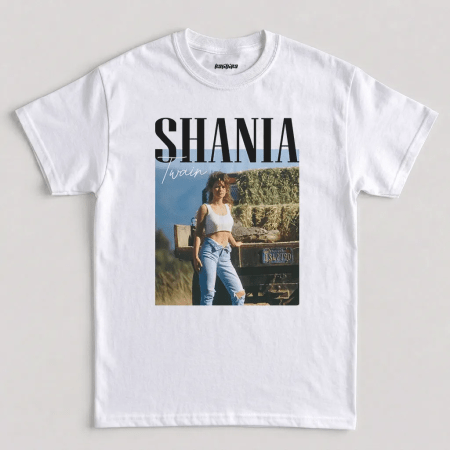 White Shania Twain Any Man of Mine 90s Vintage Graphic T-Shirt