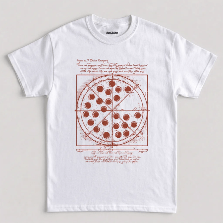 White Tom Holland Vitruvian Pizza Graphic T-Shirt