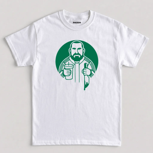 Tom Segura Comedy Podcast Meme t shirt featuring a green circular parody logo across the chest graphic design