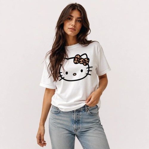 Hello Kitty Leopard Graphic T-Shirt – Cute Kawaii Cat Tee