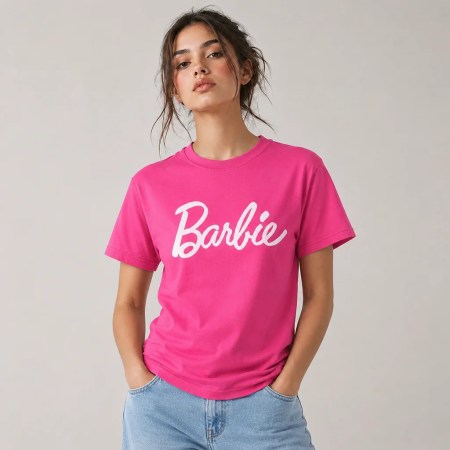 Women Wearing Hot Pink Barbie T-Shirt 2