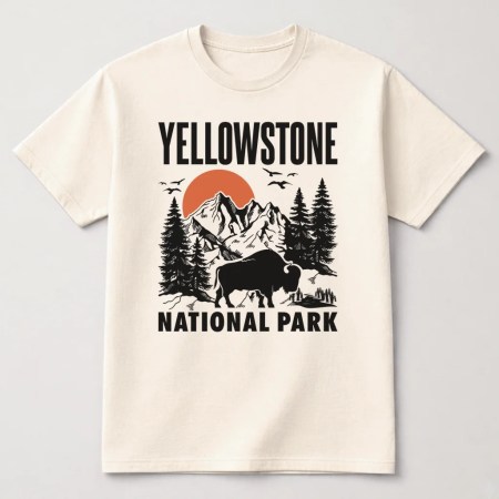 Yellowstone National Park Shirt, National Park T Shirt, Hiking Camping Tee Natural